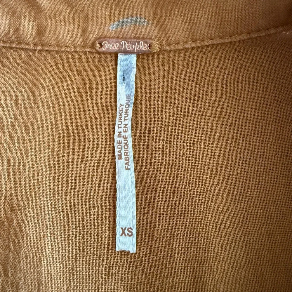 Free People NWT Best of Me Button Down Raw Hem High Low Oversize Bronze Shirt XS